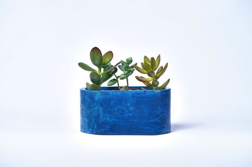 Petite jardinière pour plantes d'intérieur en béton coloré -  Béton Bleu Pétrole