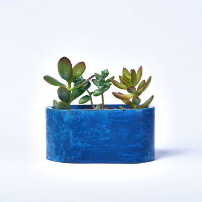 Fioriera piccola per piante da interno in cemento colorato - Petrol Blue Concrete