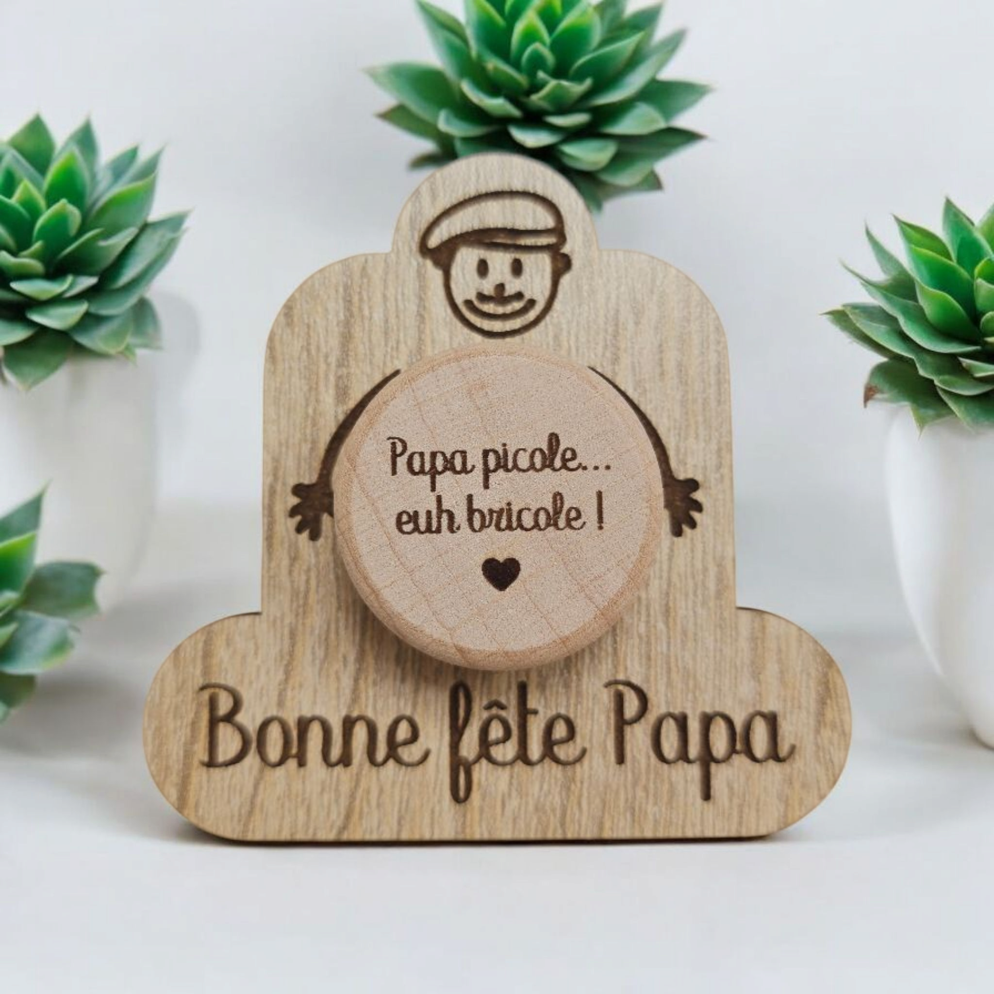 "Happy Father's Day" bottle cap and bottle cap holder
