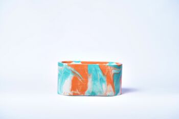 Petite jardinière pour plantes d'intérieur en béton coloré -  Béton Tie&Dye Orange et Turquoise 2