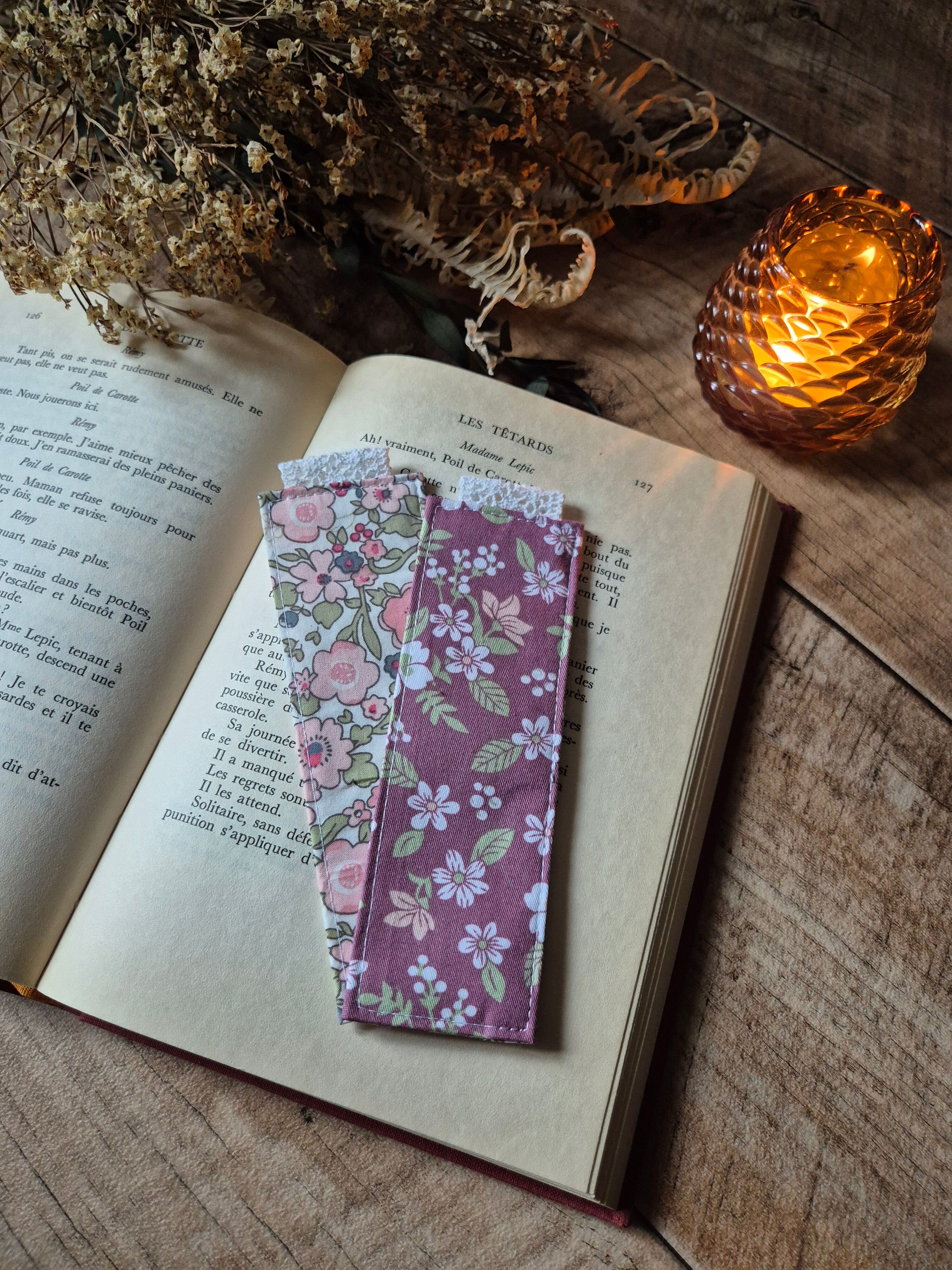 Stofflesezeichen – Leseaccessoires – florales Lesezeichen