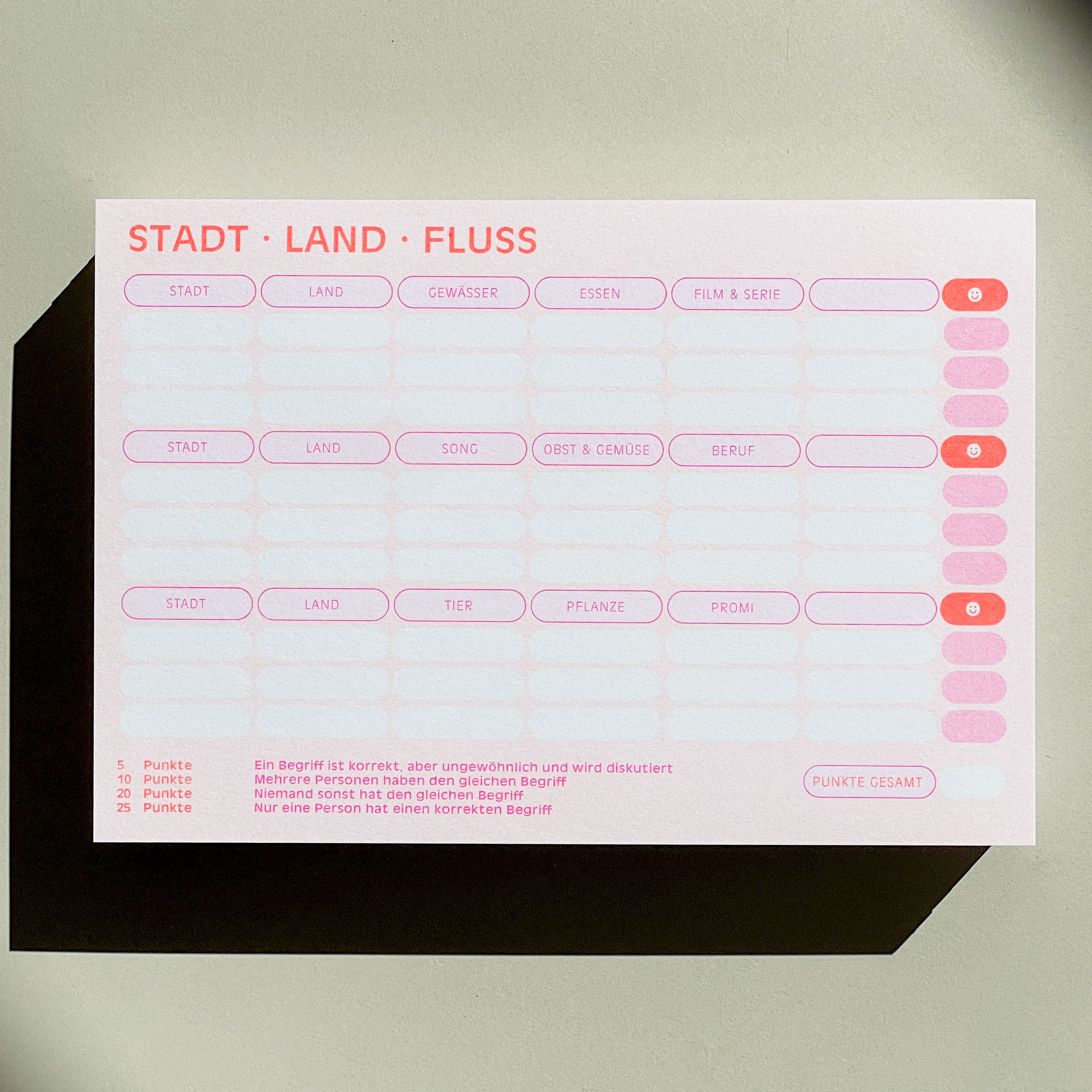 City, Country, River game, risograph / tear-off pad (13.5 x 19.7 cm)