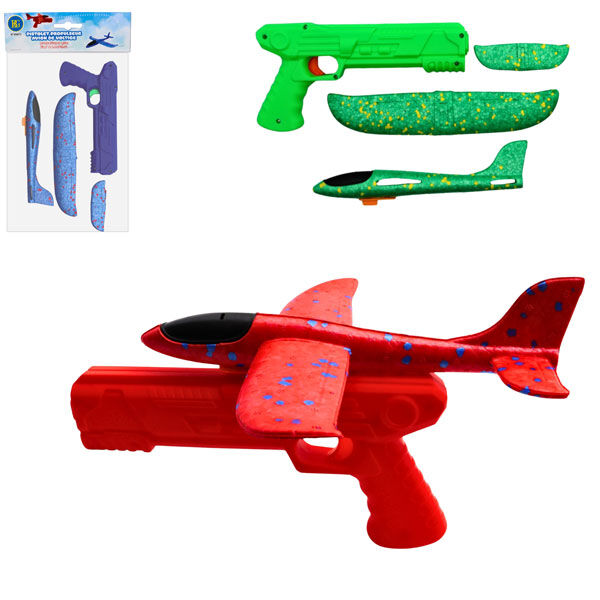Styrofoam Glider Plane with Gun, 24cm, 3 Assorted Colors