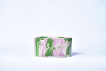 Petite jardinière pour plantes d'intérieur en béton coloré -  Béton Tie&Dye Rose et Vert 2