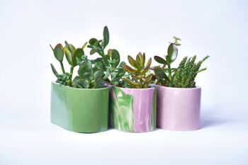 Petite jardinière pour plantes d'intérieur en béton coloré -  Béton Tie&Dye Rose et Vert 3