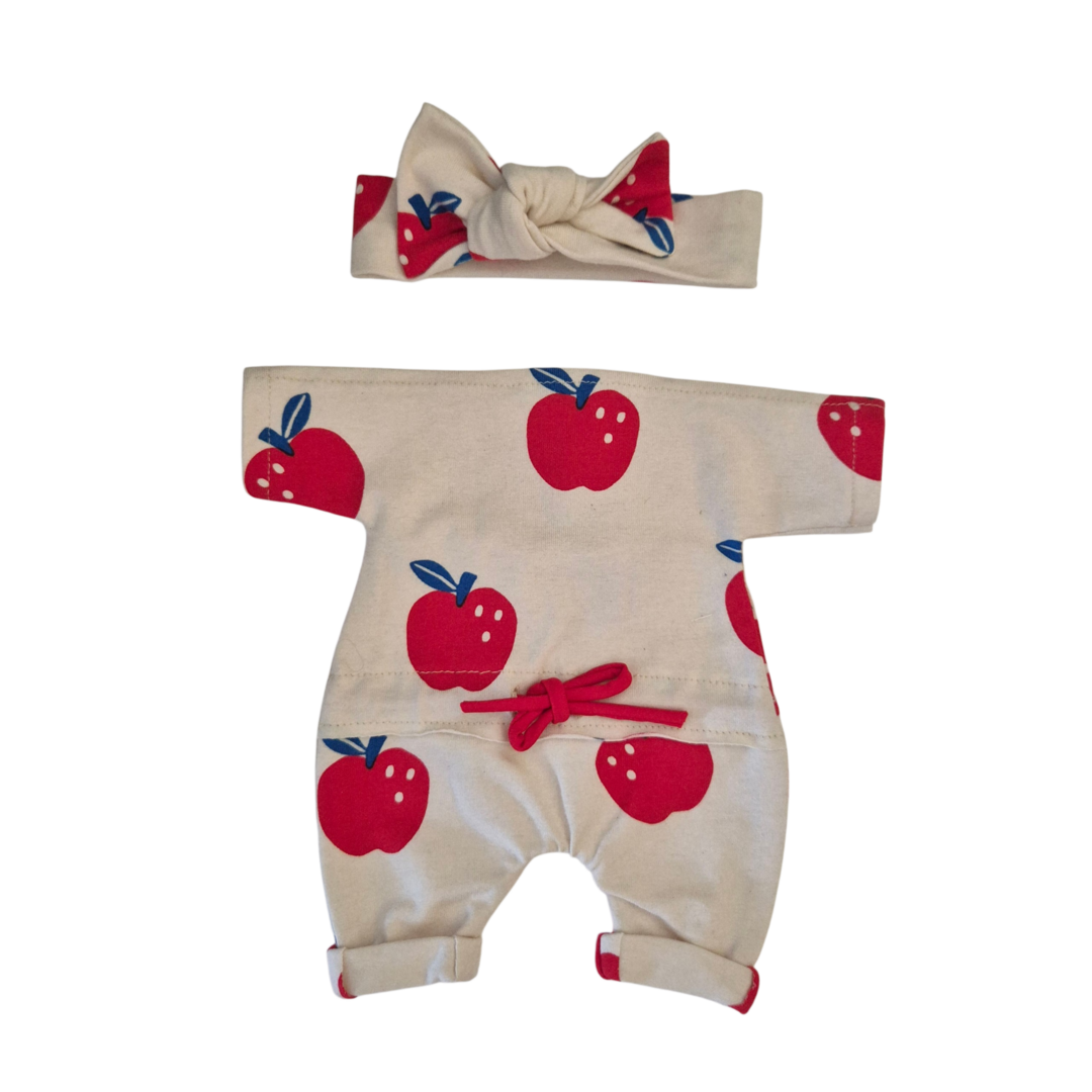 Combinación con corbata + diadema de manzana roja
