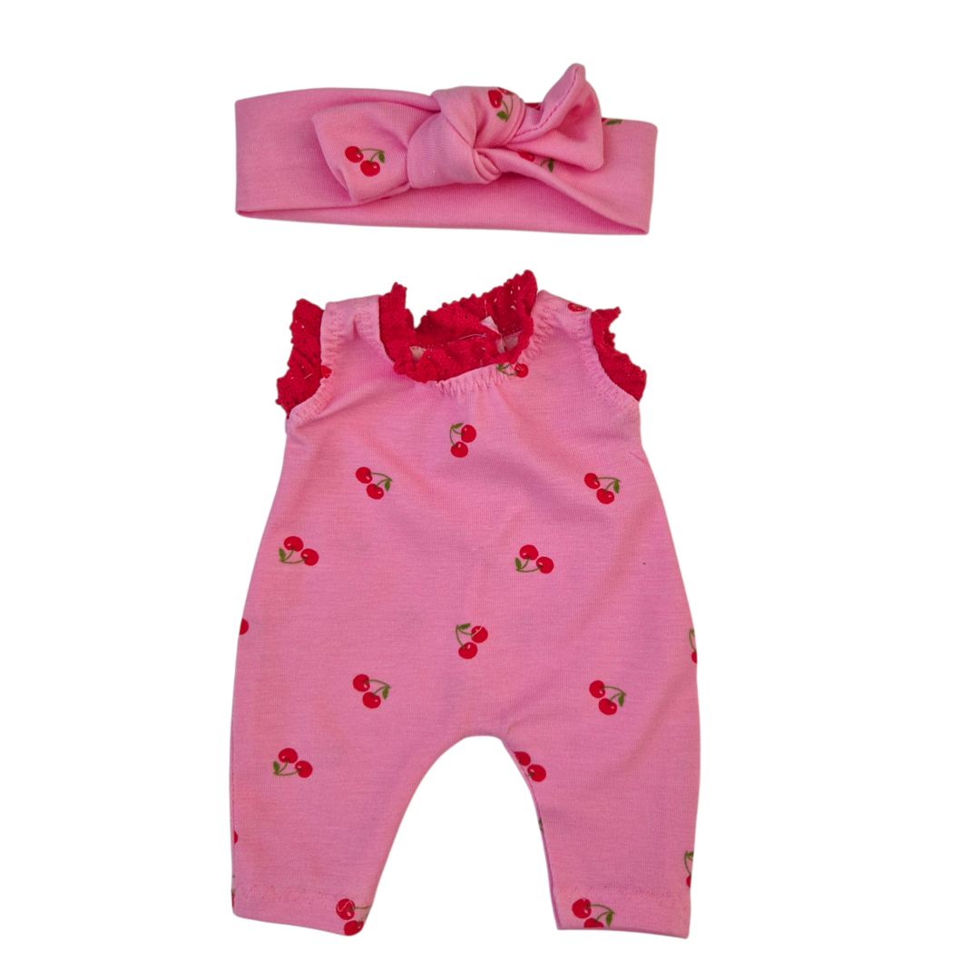 ABBIGLIAMENTO CILIEGIA CON MANICA RICAMATA + FASCIA PER CAPELLI