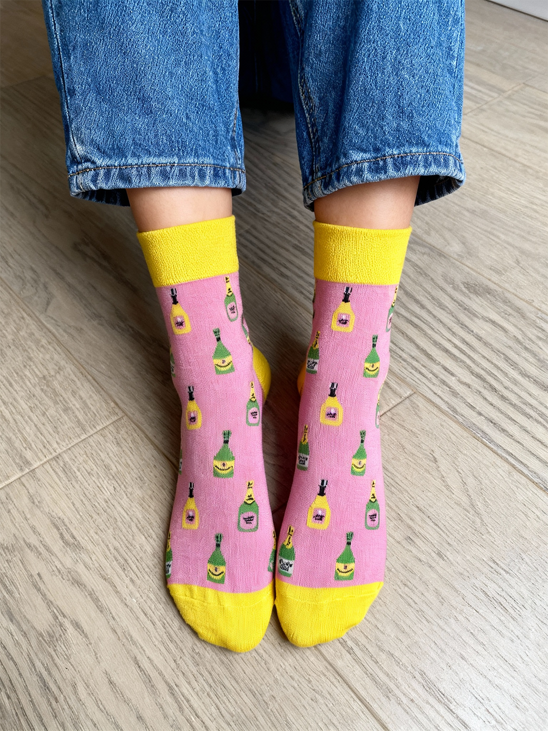 Pink Champagne Bottle Socks - Gift - Humorous - Aperitif - Hen Party