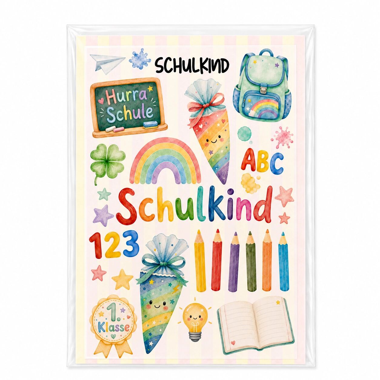 Iron-on transfer set "First day of school" for the start of the school year (DIN A5)