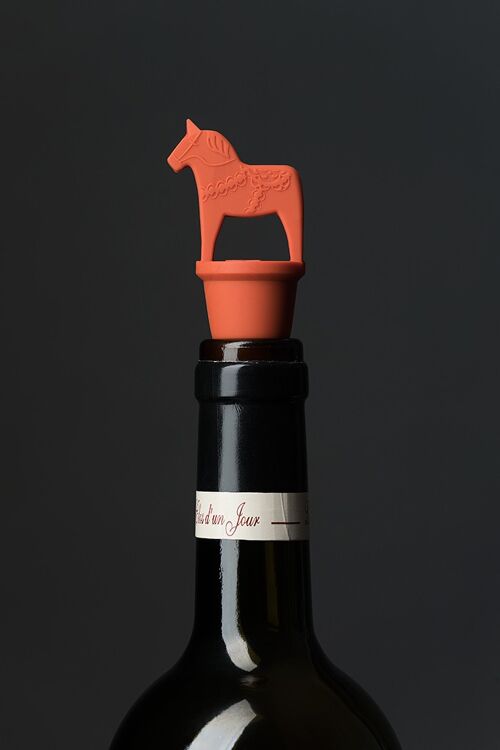 Wine Stopper Dala Horse, red