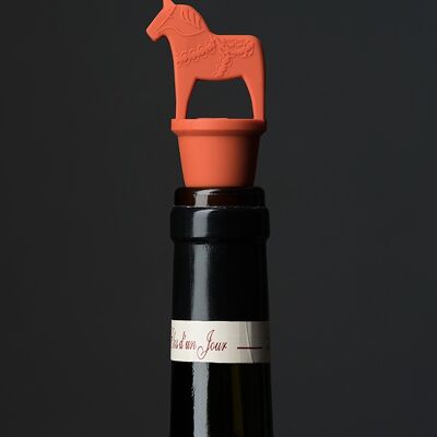 Wine Stopper Dala Horse, red