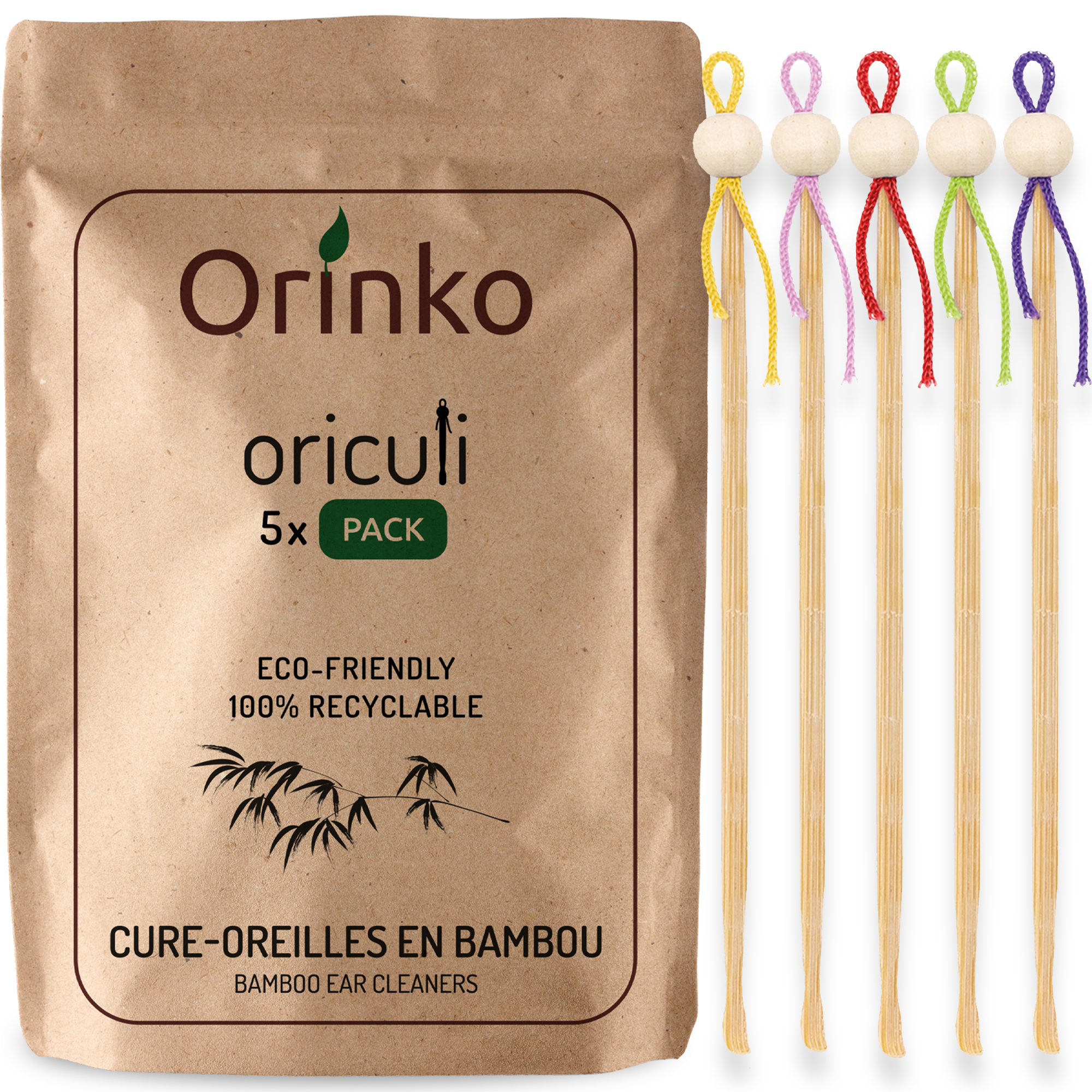 Pulitore per orecchie in bambù (5 pezzi)