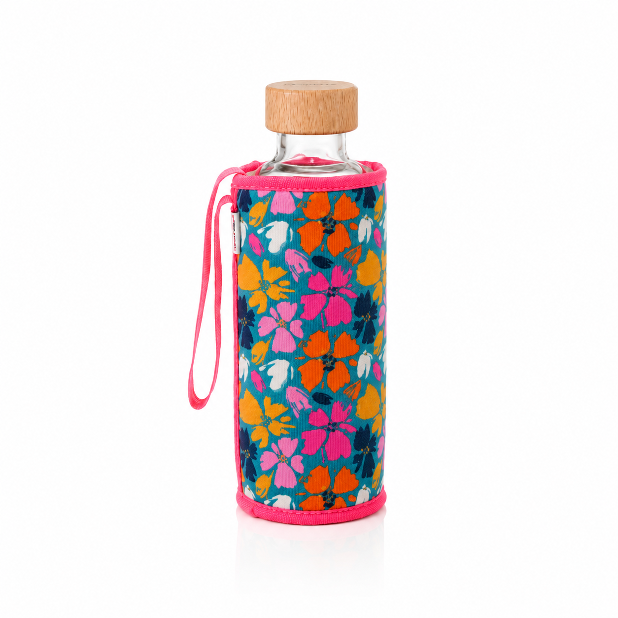 Gourde en verre et housse protectrice Chopette été fleurs