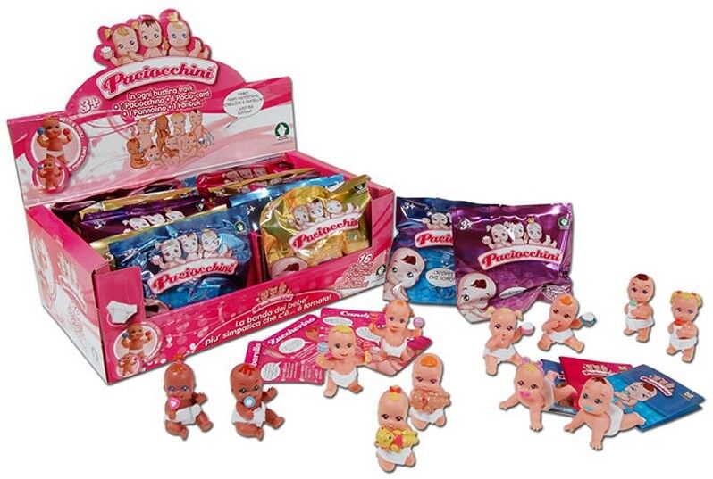 Paciocchini Babies Blindbag 12x12cm + Figurine de bébé à collectionner 5cm assortie dans un présentoir (24)