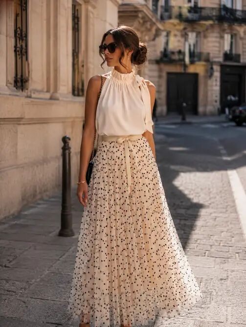 Aria tulle skirt with large polka dots - CK08077-15