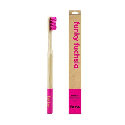 Cepillo de dientes de bambú firme para adultos f.e.t.e Funky Fuchsia