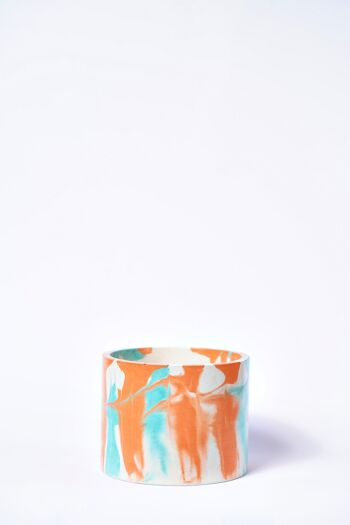 POT XXL - Cache-pot pour plante d'intérieur en béton coloré -  Béton Tie&Dye Orange et Turquoise 2