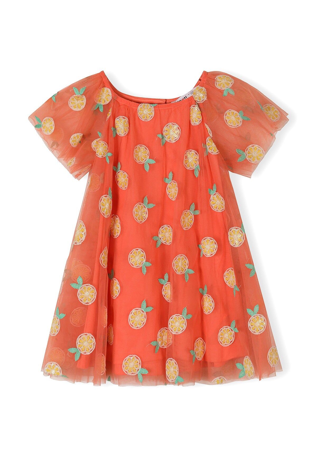 Tulle Dress, Sequin Orange Print, Coral