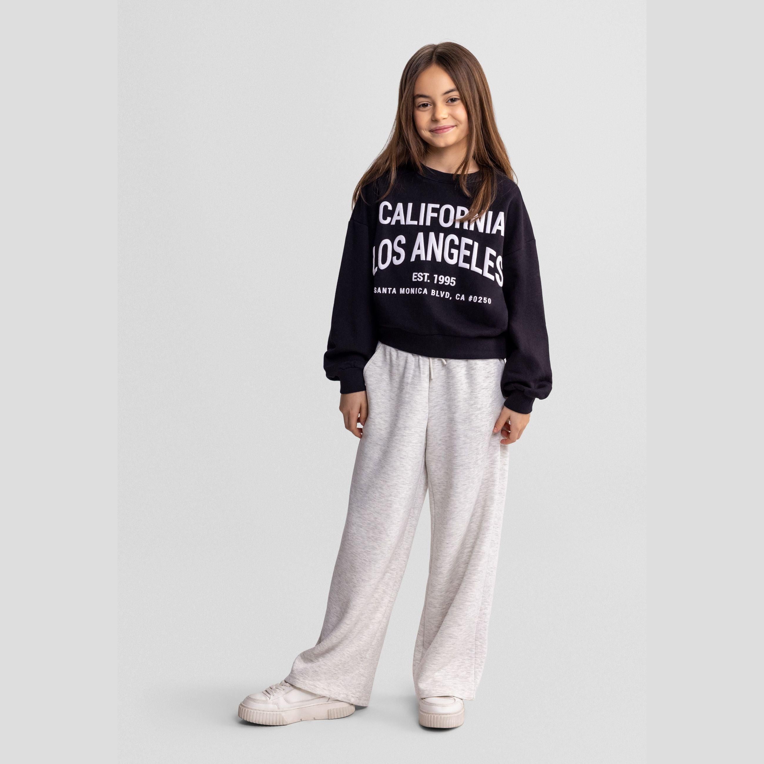 Wide Leg Joggers, Mottled Grey, Side Pockets