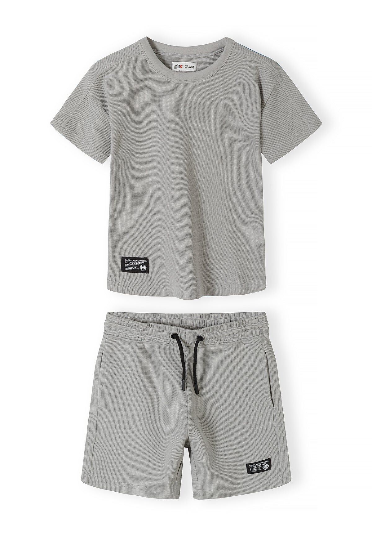 Waffle Jersey T-Shirt and Shorts Set, Light Grey