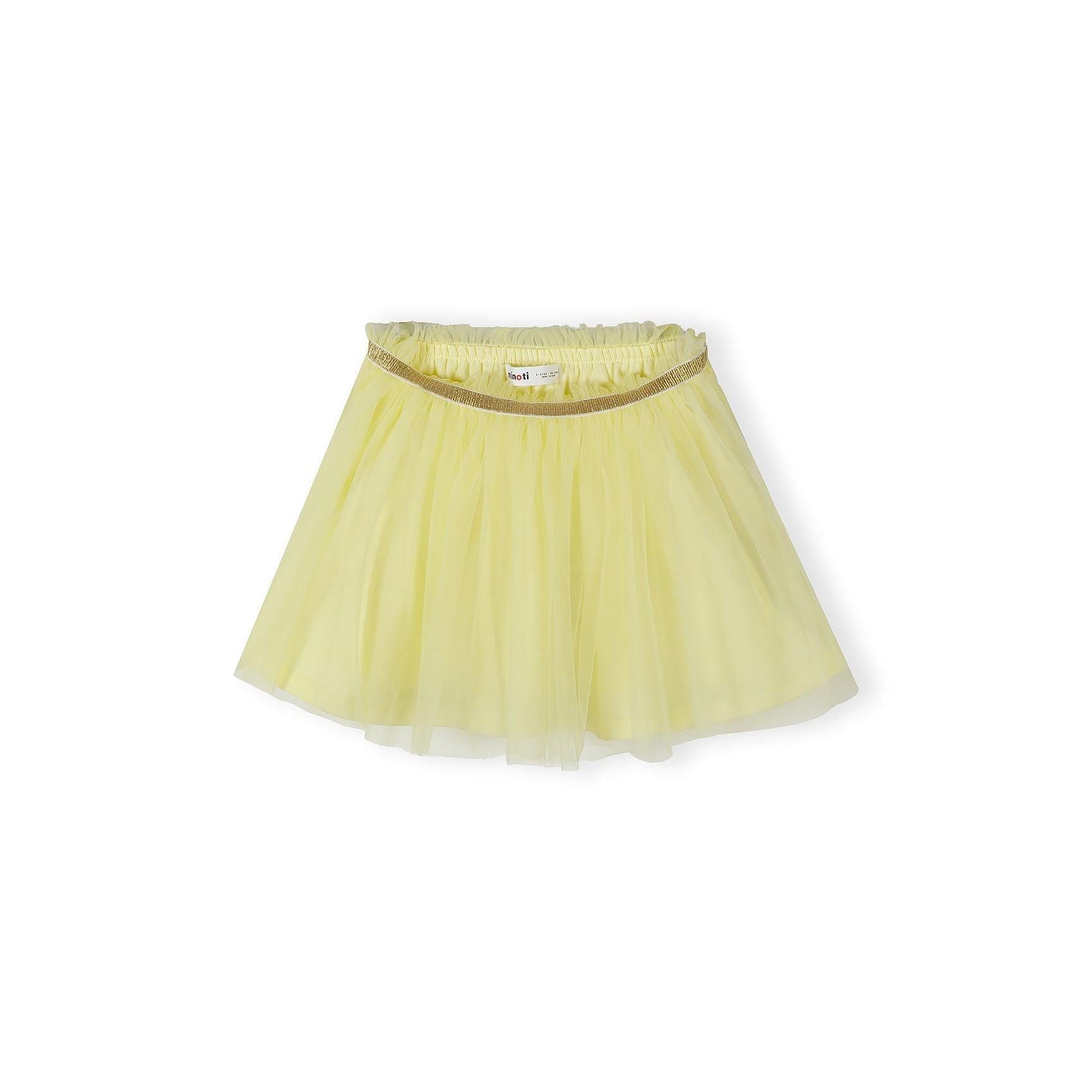 Tulle Skirt, Light Yellow, Gold Waistband