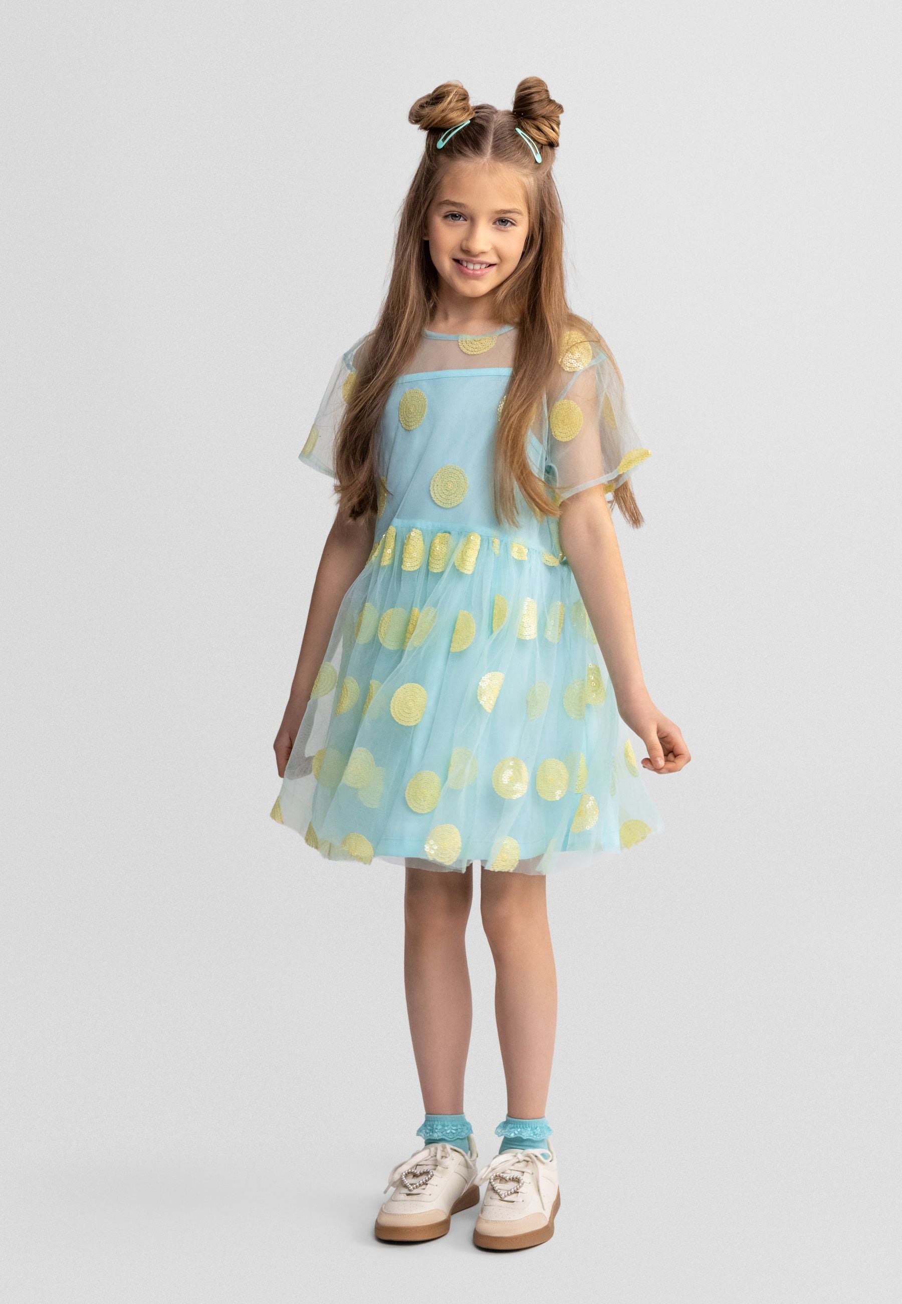 Tulle Party Dress, Sequin Polka Dot, Turquoise