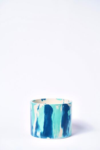 POT XXL - Cache-pot pour plante d'intérieur en béton coloré -  Béton Tie&Dye Bleu Pétrole et Turquoise 2