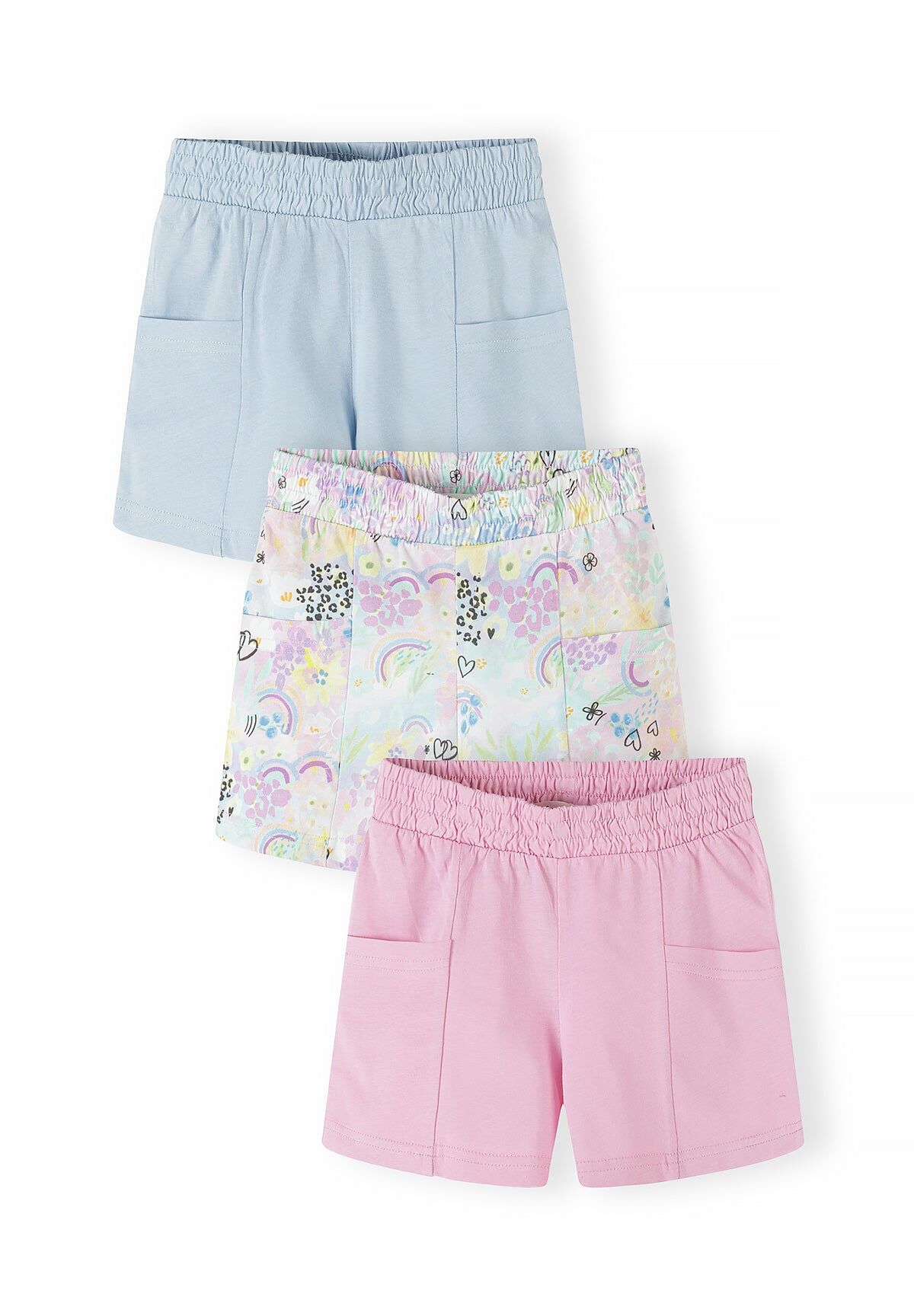 Jersey Shorts 3-Pack, Side Pockets, Pastel Mix