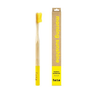 F.e.t.e Morning Sunshine - Cepillo de dientes mediano de bambú para adultos
