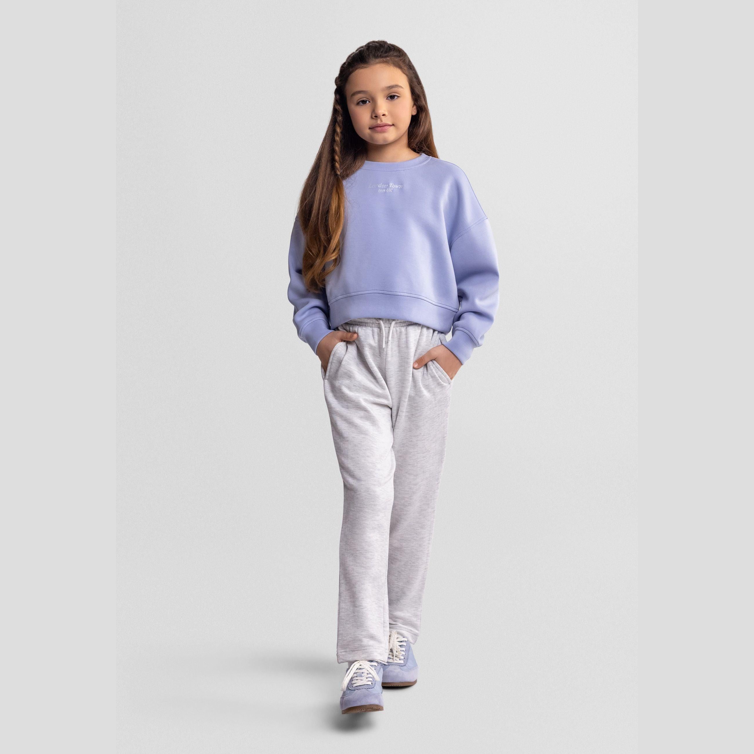 Wide Leg Joggers, Light Grey