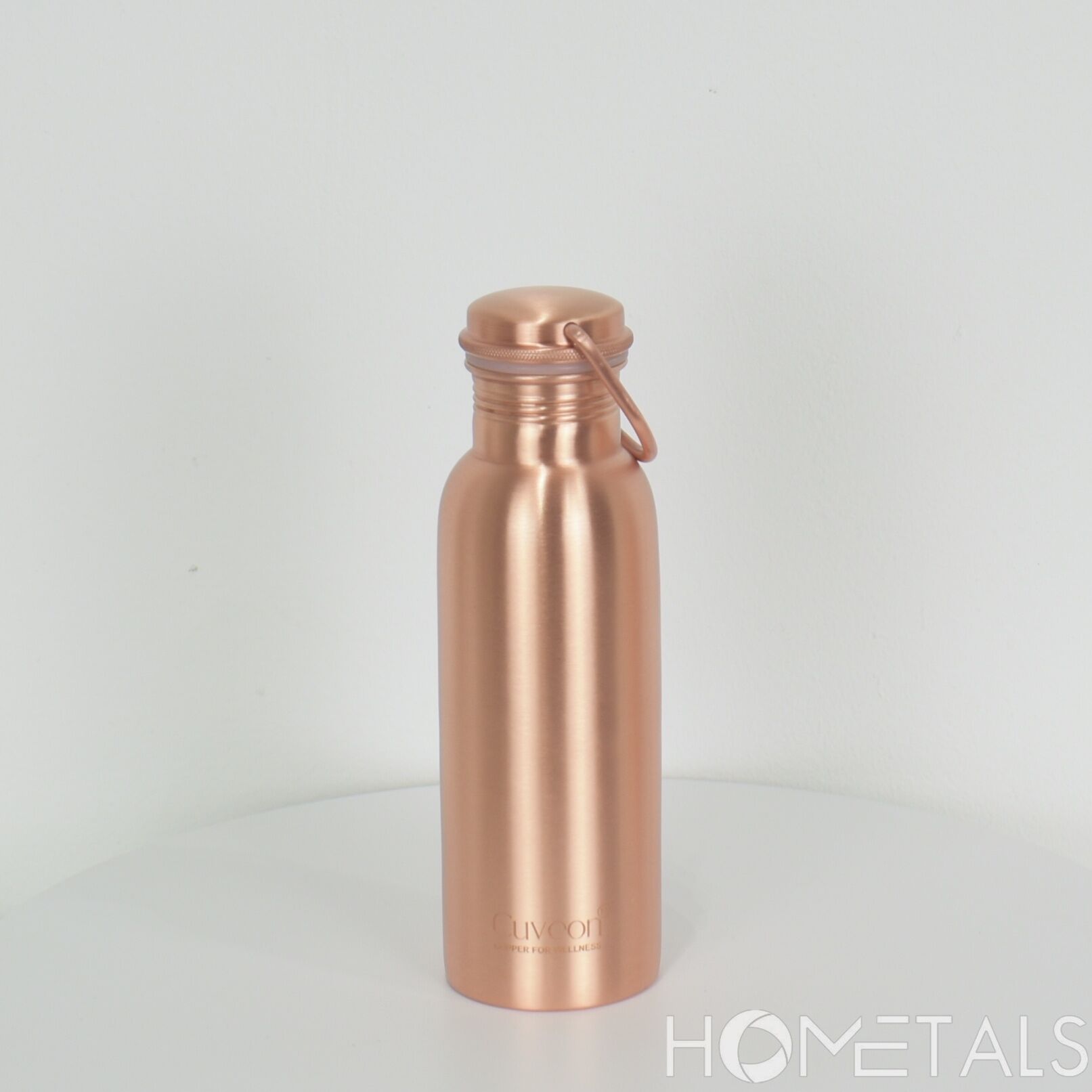 Botella de agua mediana de cobre puro mate con asa - 650 ml - Reutilizable