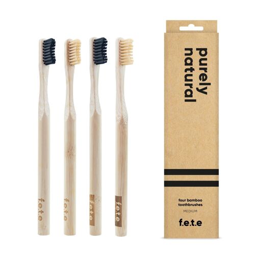 f.e.t.e Purely Natural Medium Bamboo Toothbrush Multipack