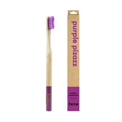 F.e.t.e Purple Pizazz - Cepillo de dientes mediano de bambú para adultos