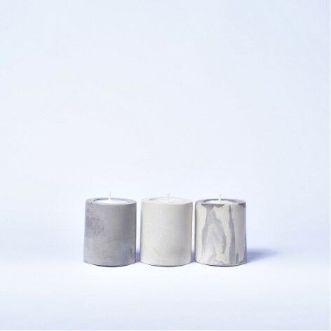 BABY CANDLE - Set di tre candele profumate in cemento colorato - Concrete Grey