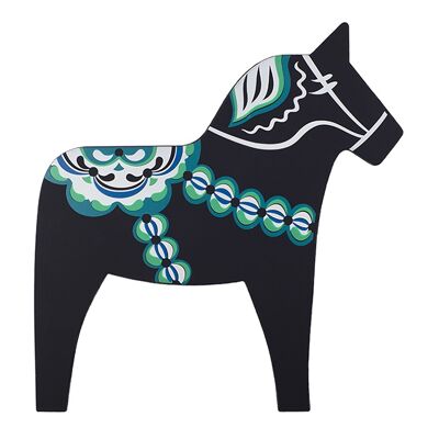 Trivet Mat Dala Horse, black, Multi-color print