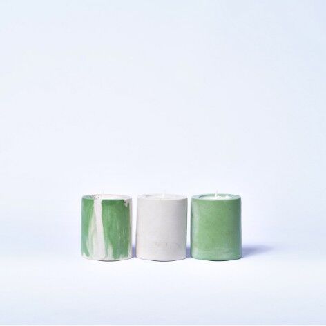 BABY CANDLE - Set di tre candele profumate in cemento colorato - Béton Vert