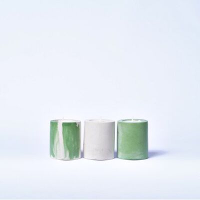 VELA BEBÉ - Juego de tres velas perfumadas en hormigón coloreado - Béton Vert