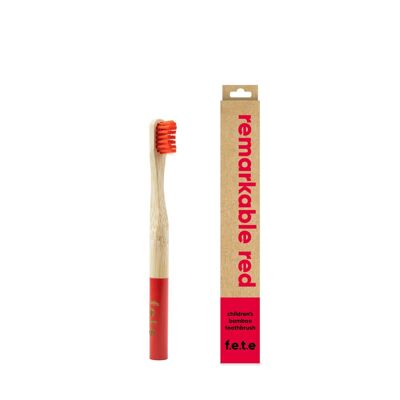 F.e.t.e Remarkable Red Cepillo de dientes de bambú suave para niños