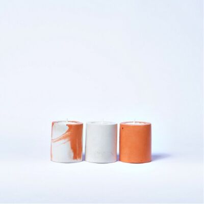 BABY CANDLE - Set di tre candele profumate in cemento colorato - Béton Orange
