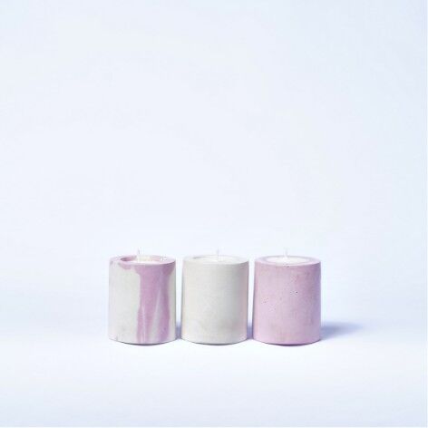 BABY CANDLE - Set di tre candele profumate in cemento colorato - Pastel Pink Concrete