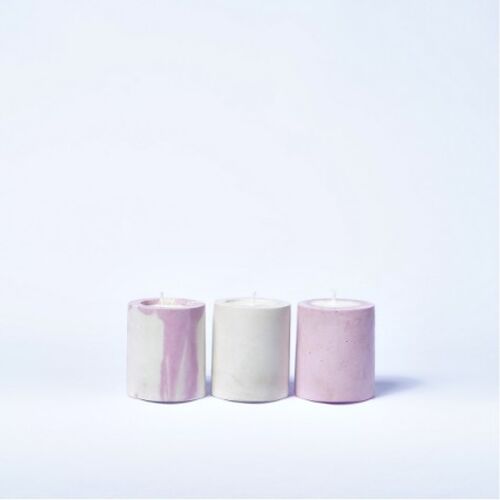 BABY BOUGIE - Lot de trois bougies parfumées en béton coloré - Béton Rose Pastel