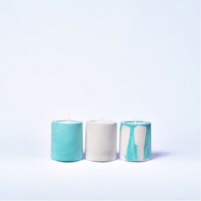 BABY CANDLE - Set of three scented candles in colored concrete - Concrete Turquoise