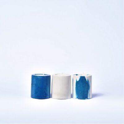 BABY BOUGIE - Lot de trois bougies parfumées en béton coloré - Béton Bleu Pétrole