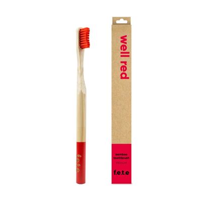 F.e.t.e Well Red Cepillo de dientes mediano de bambú para adultos