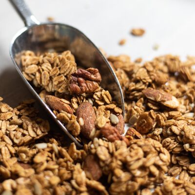 Granola Super Pépites Nuts sobre ti - Almendra, nueces pecanas y canela - 5KG BIO