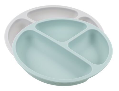 Baby Plate, green/grey, 2-pack