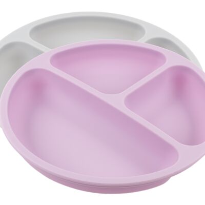 SUPER OFFER :: Baby Plate, pink/grey, 2-pack