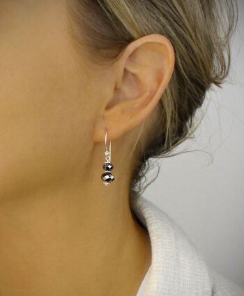 Boucles d'oreilles en argent avec cristaux autrichiens Black Diamond 2