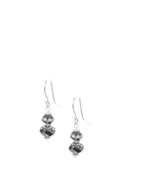 Silver earrings with Black Diamond Austrian crystals