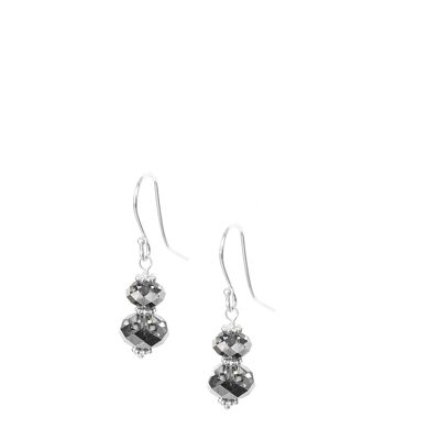 Silver earrings with Black Diamond Austrian crystals